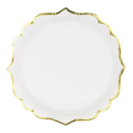 Assiette en papier blanche bord dorée (Lot de 6)