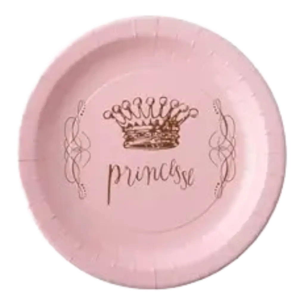Assiette Couronne Princesse Rose (Lot de 6)
