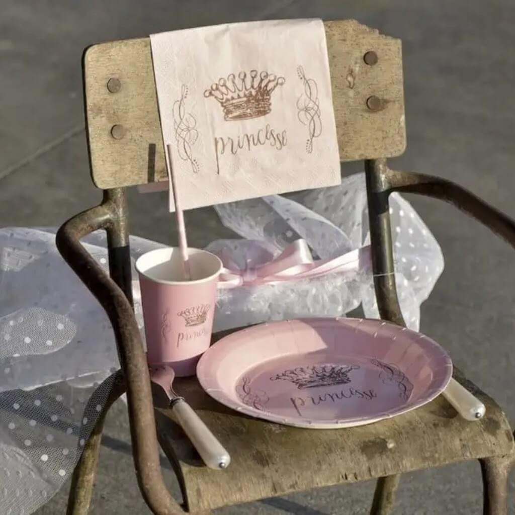 Assiette Couronne Princesse Rose (Lot de 6)