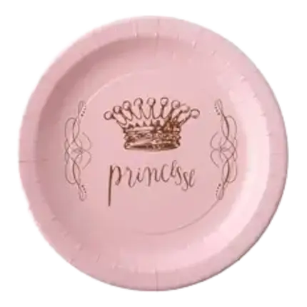 Assiette Couronne Princesse Rose (Lot de 6)