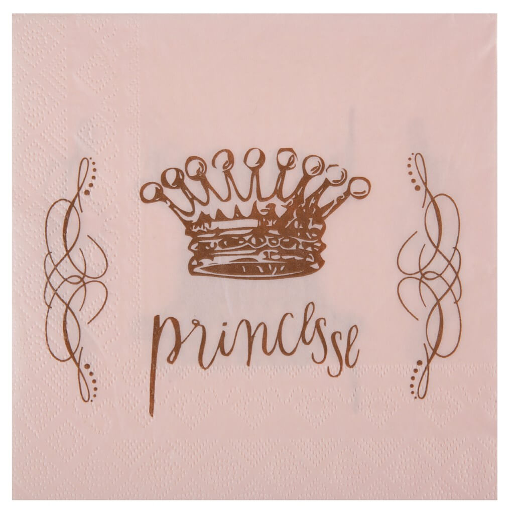 Serviette Couronne Princesse Rose (Lot de 20)
