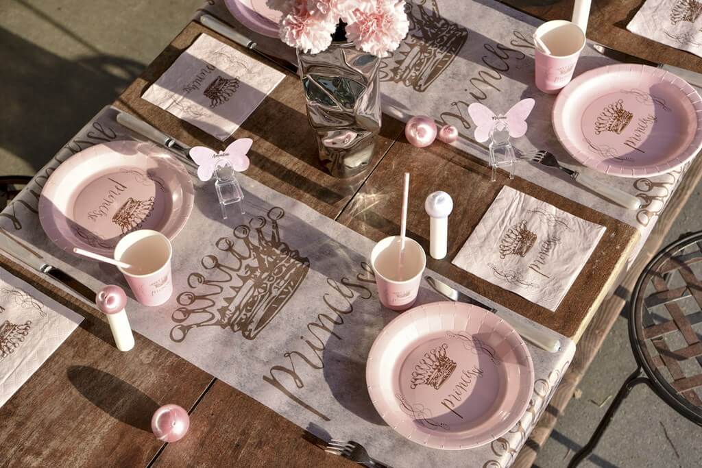 Serviette Couronne Princesse Rose (Lot de 20)