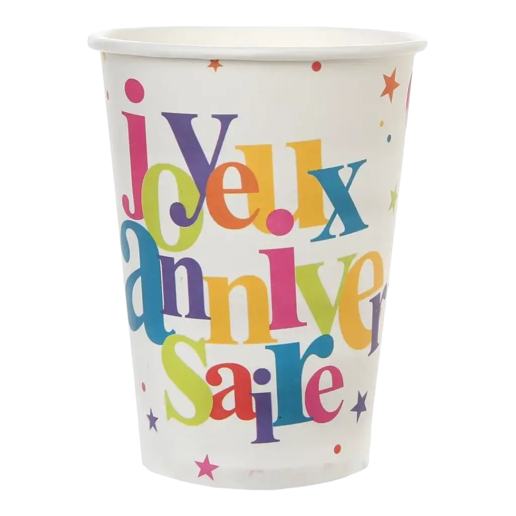 Gobelet Joyeux Anniversaire Multicolore (lot de 10)