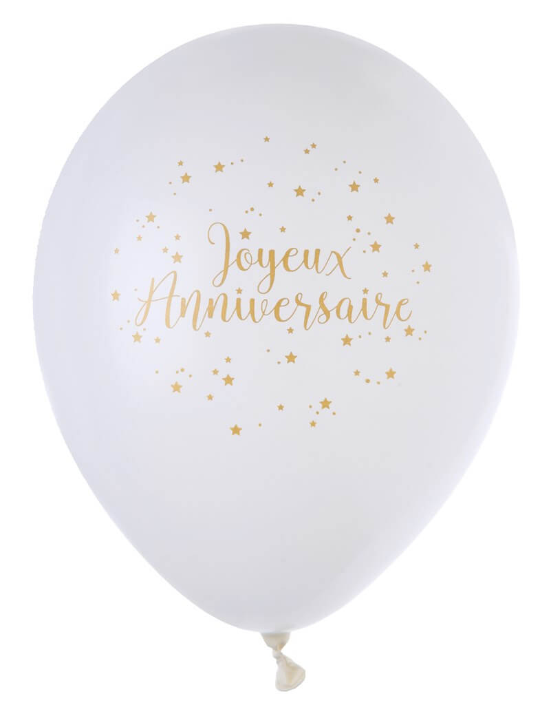 Ballon Joyeux Anniversaire Metallise Blanc Lot De 8 Ballons Gonflables Sur Sparklers Club