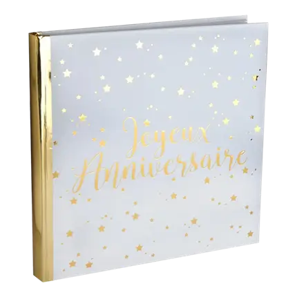 Livre d'Or Joyeux Anniversaire Métallisé Or/Blanc