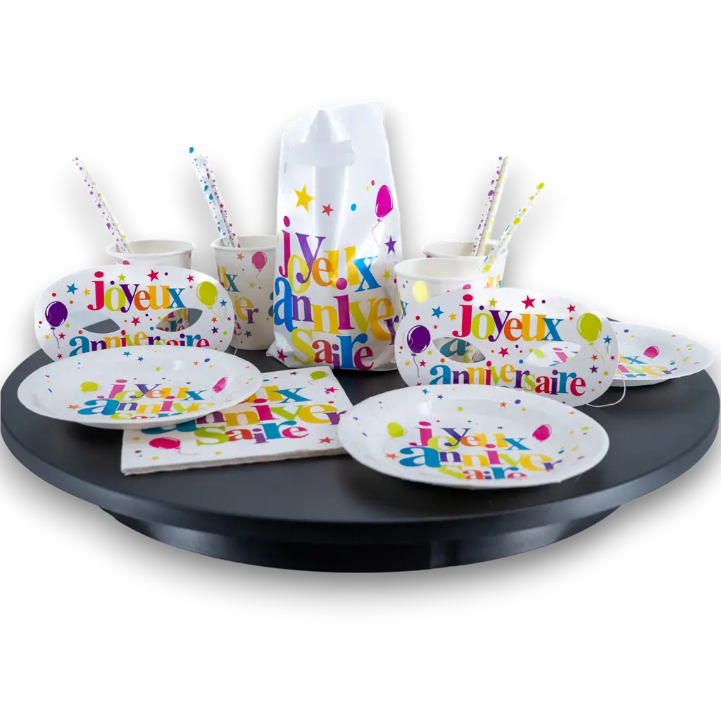 Kit Joyeux Anniversaire Multicolore 10 personnes