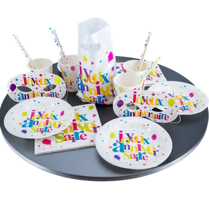 Kit Joyeux Anniversaire Multicolore 10 personnes
