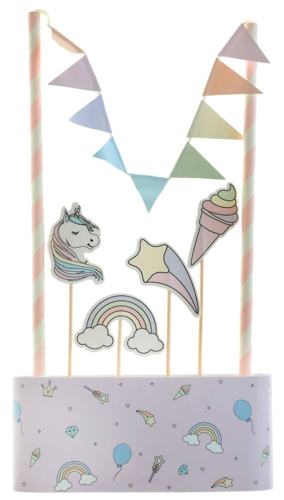 Décoration Gâteau Licorne Rose 