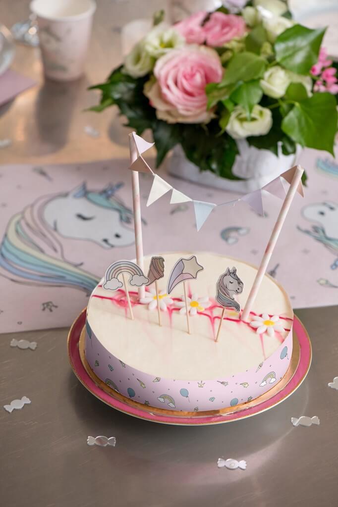 Décoration Gâteau Licorne Rose 