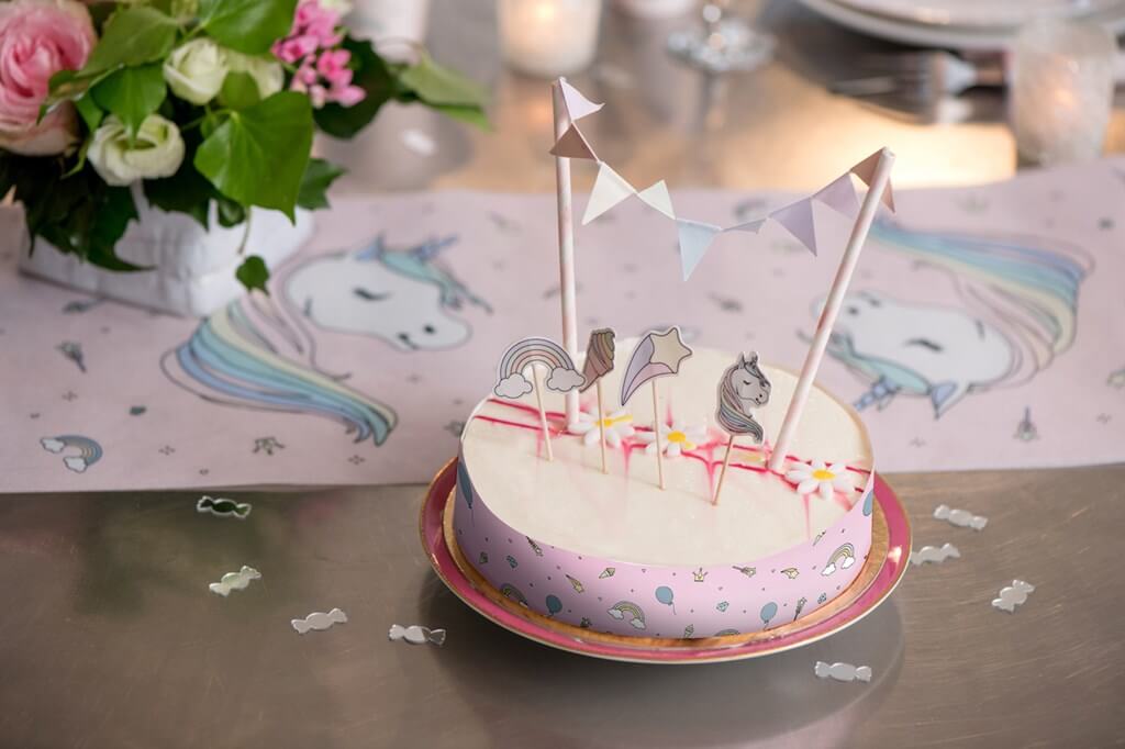 Décoration Gâteau Licorne Rose 