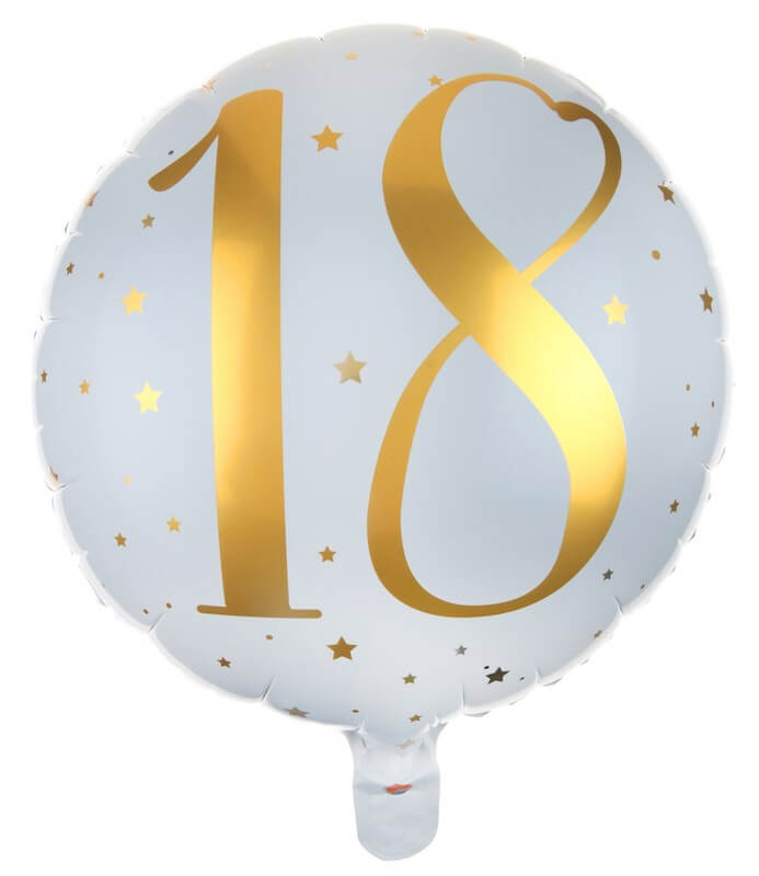 Ballon Blanc/Or 18ans ø45cm 