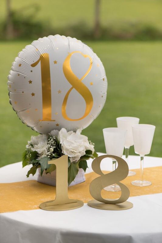 Ballon Blanc/Or 18ans ø45cm 