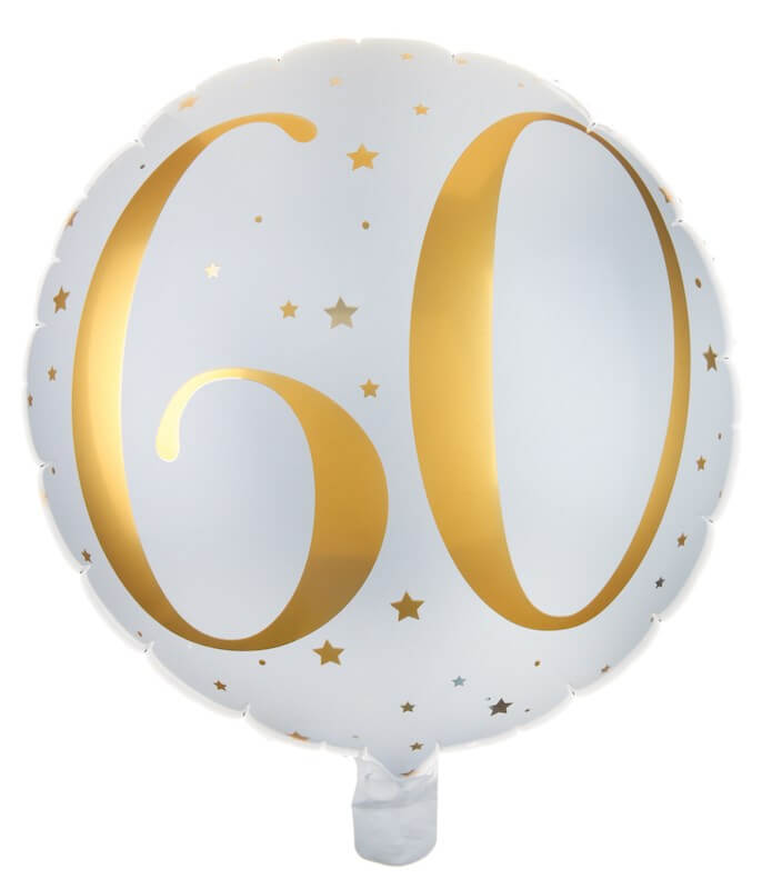 Ballon Blanc/Or 60ans ø45cm 