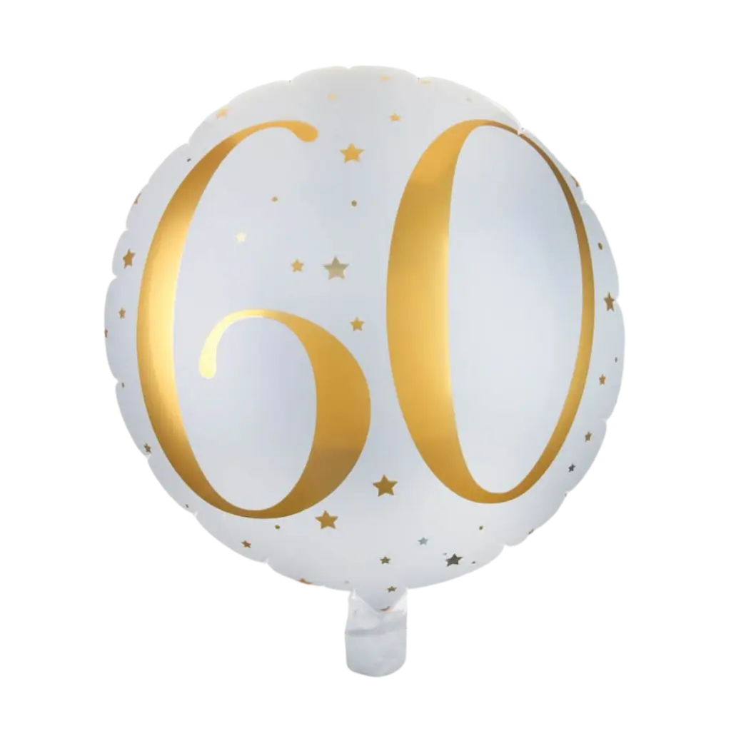 Ballon Blanc/Or 60ans ø45cm 