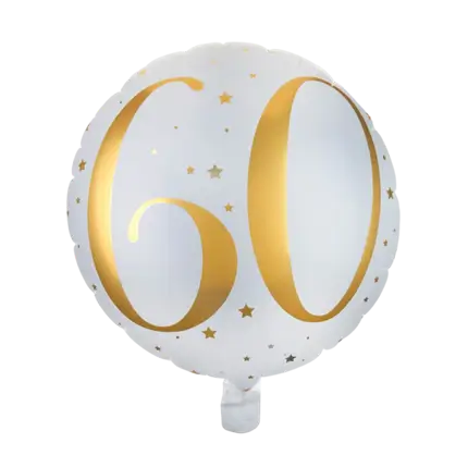 Ballon Blanc/Or 60ans ø45cm 