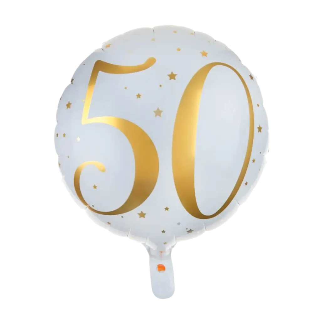 Ballon Blanc/Or 50ans ø45cm 