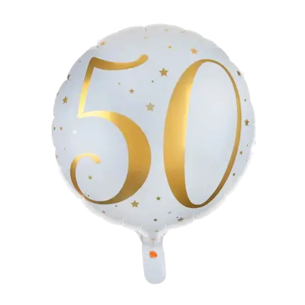 Ballon Blanc/Or 50ans ø45cm 