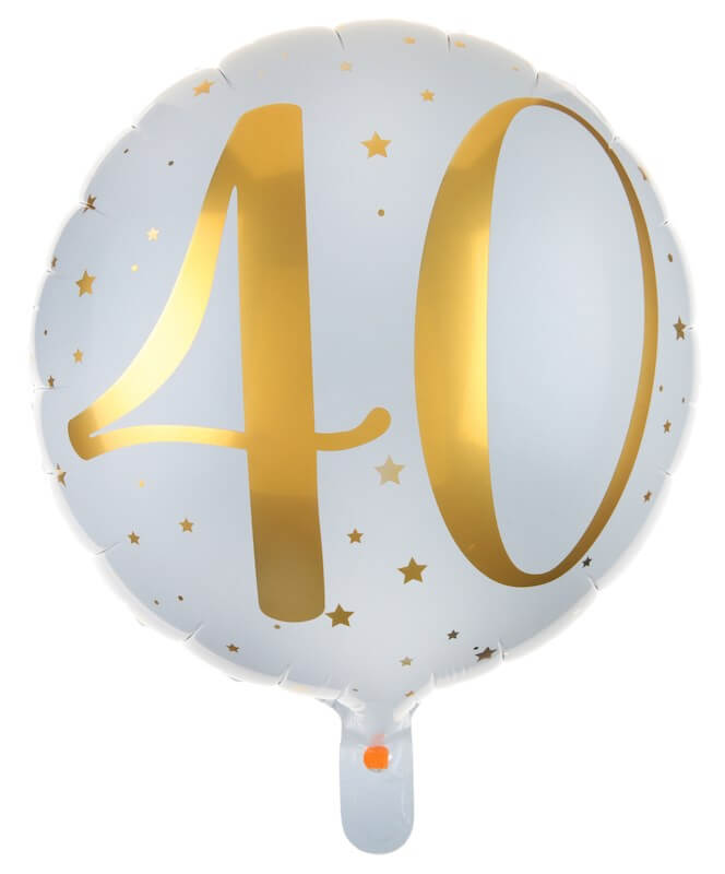 Ballon Blanc/Or 40ans ø45cm 