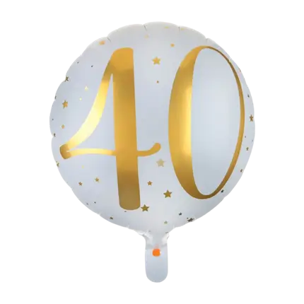 Ballon Blanc/Or 40ans ø45cm