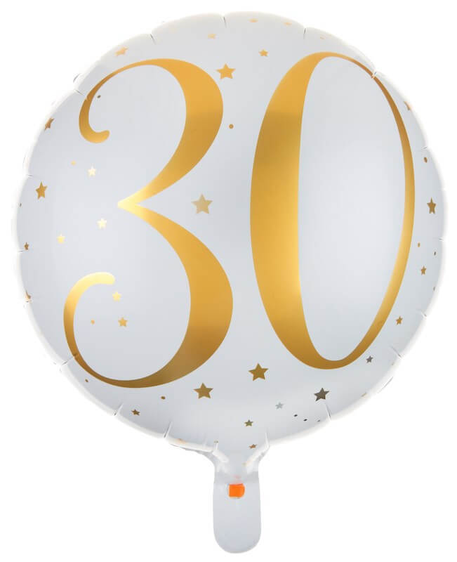 Ballon Blanc/Or 30ans ø45cm 