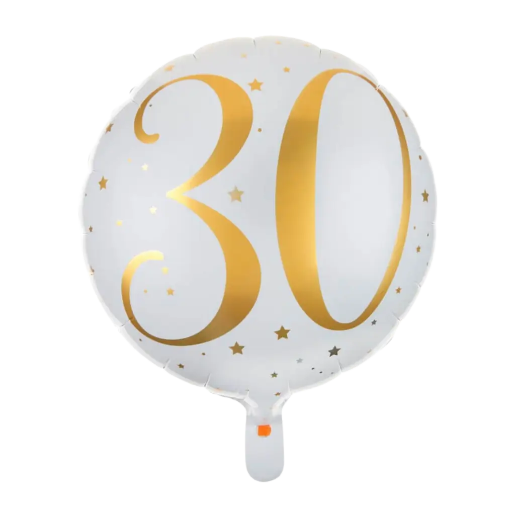 Ballon Blanc/Or 30ans ø45cm 