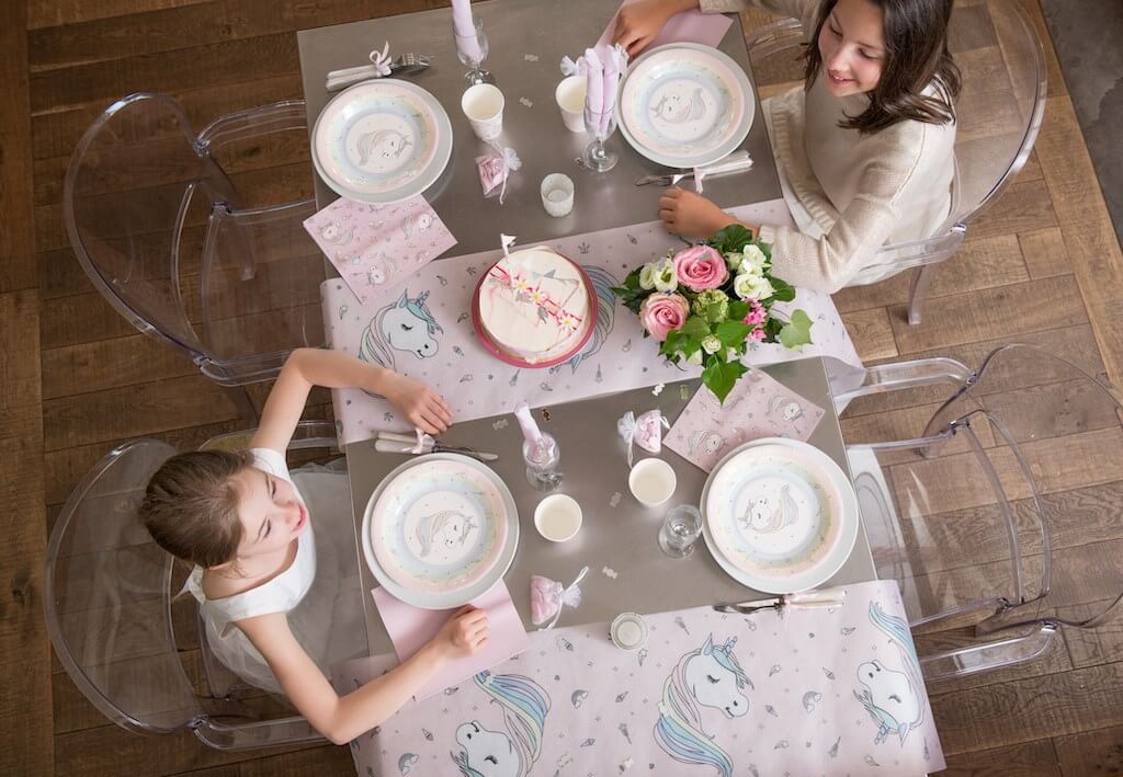 Chemin de table Licorne Rose 5 mètres 