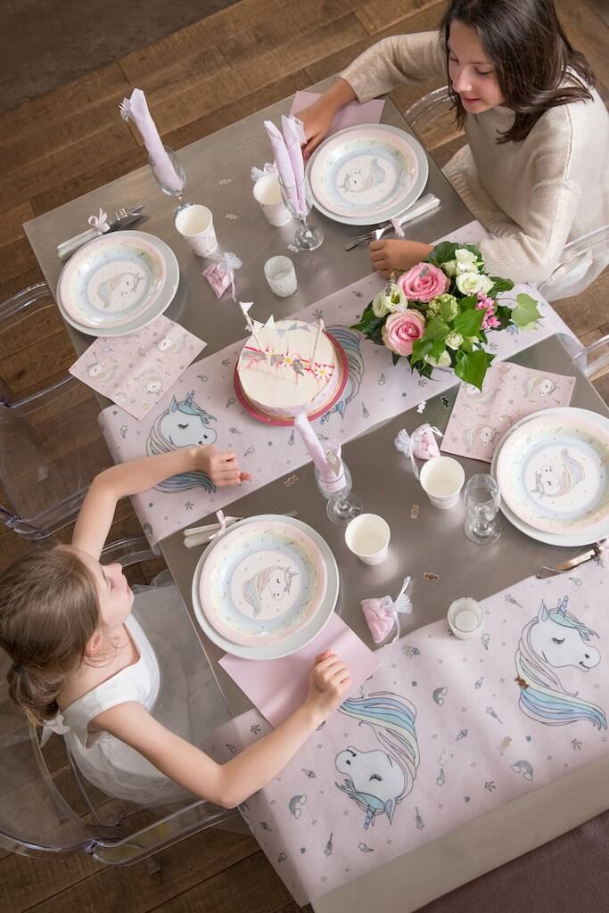Chemin de table Licorne Rose 5 mètres 