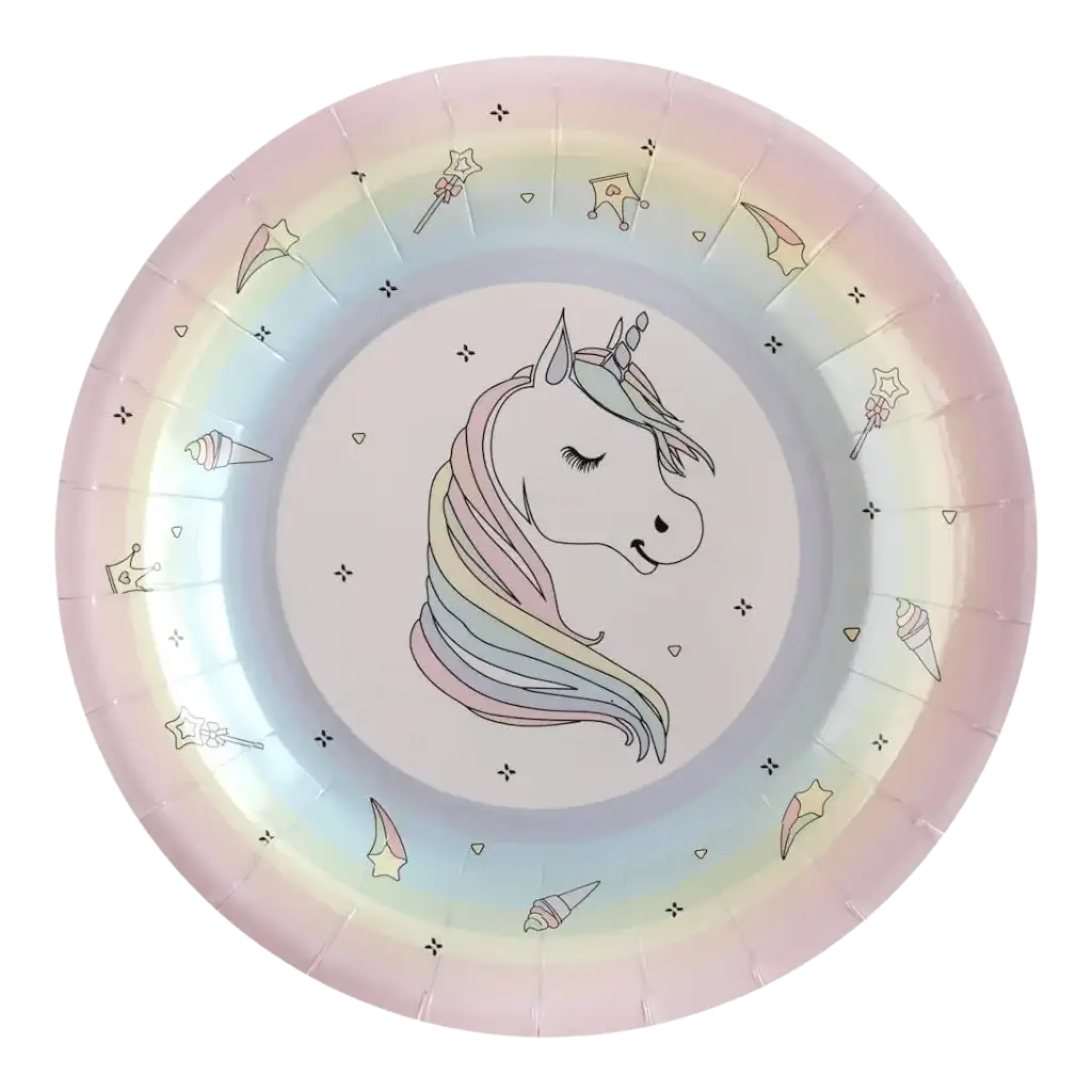 Assiette Licorne Rose (Lot de 10) : Déco Anniversaire Licorne sur