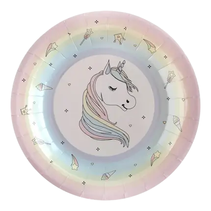 Assiette Licorne Rose (Lot de 10) 