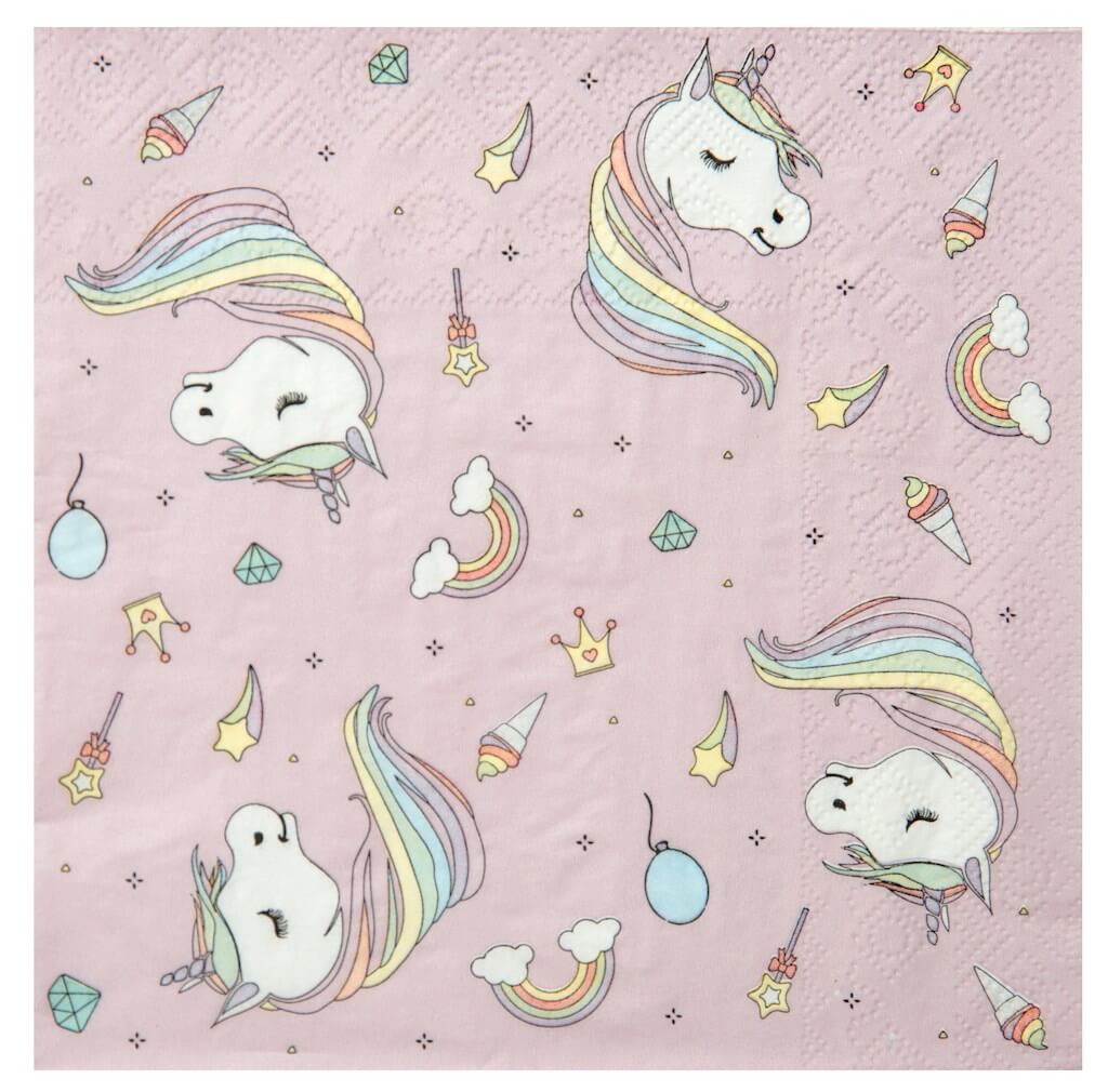 Serviette en papier Licorne Rose (Lot de 20)