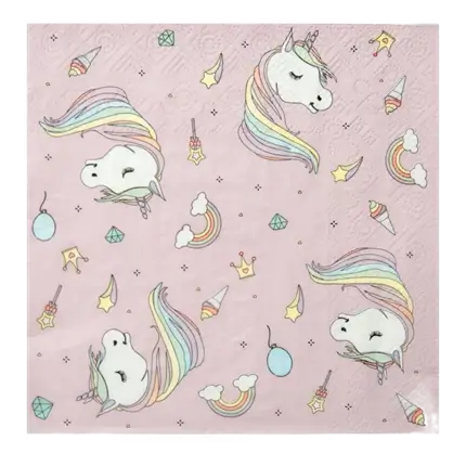 Serviette en papier Licorne Rose (Lot de 20)