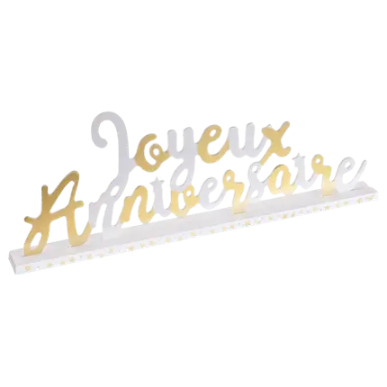 Centre de Table Joyeux Anniversaire Or/Blanc 