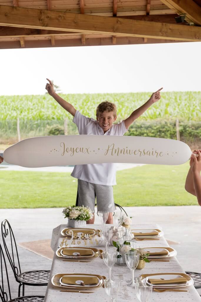 Ballon Bannière Blanc Joyeux Anniversaire 