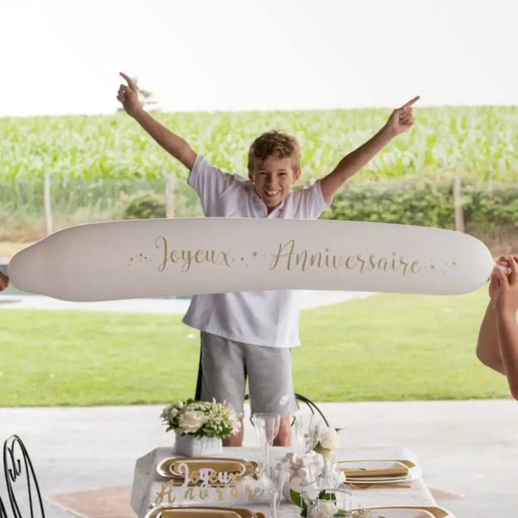 Ballon Bannière Blanc Joyeux Anniversaire 