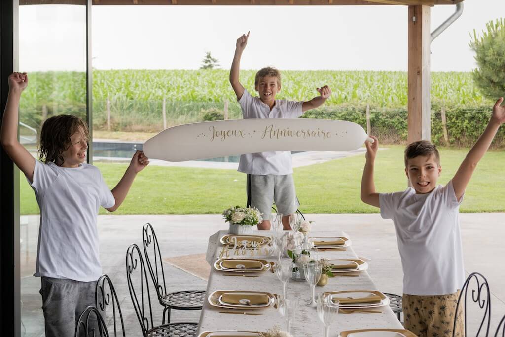 Ballon Bannière Blanc Joyeux Anniversaire 