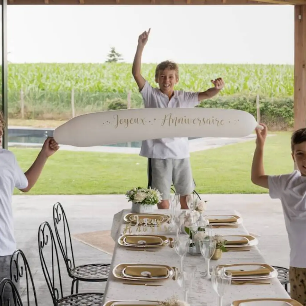 Ballon Bannière Blanc Joyeux Anniversaire 