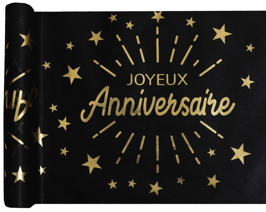 Chemin De Table "Joyeux Anniversaire" Festicolor Noir