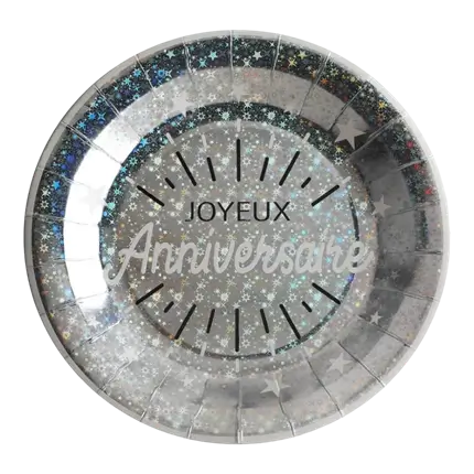 Assiette Joyeux Anniversaire Argent (lot de 10)