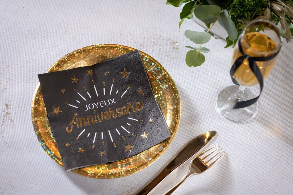 Confettis De Table, Joyeux Anniversaire, Dorés - Aux Feux De