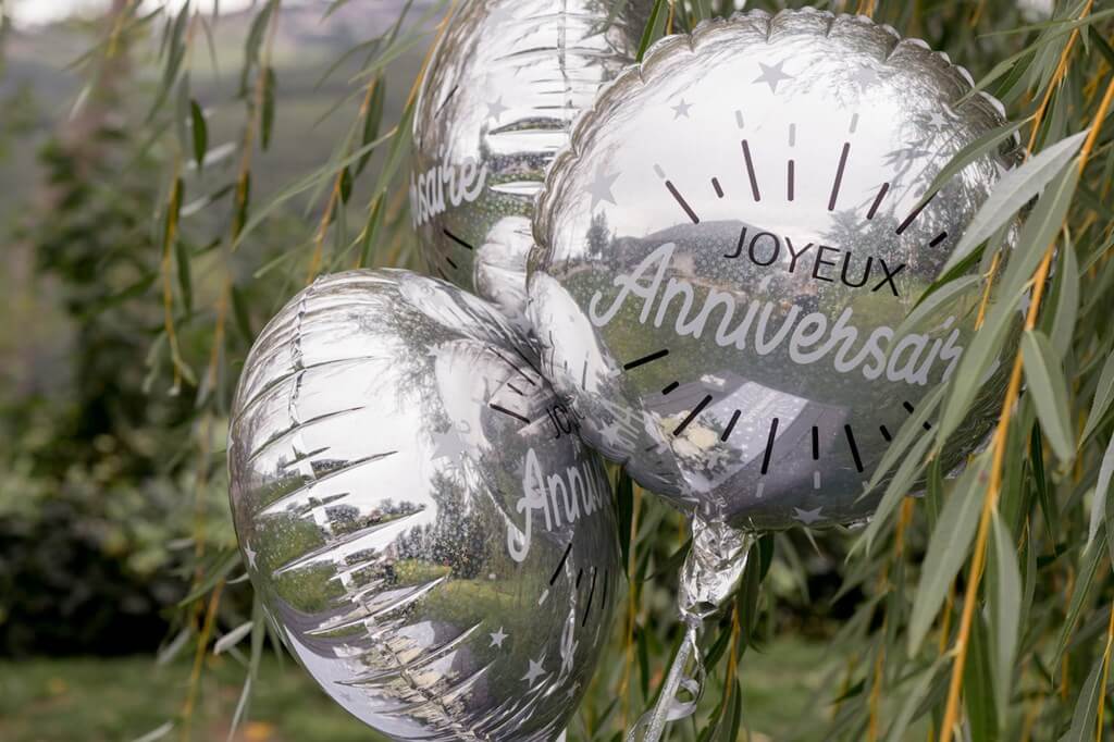 Ballon Joyeux Anniversaire Métallisé Argent ø45cm 
