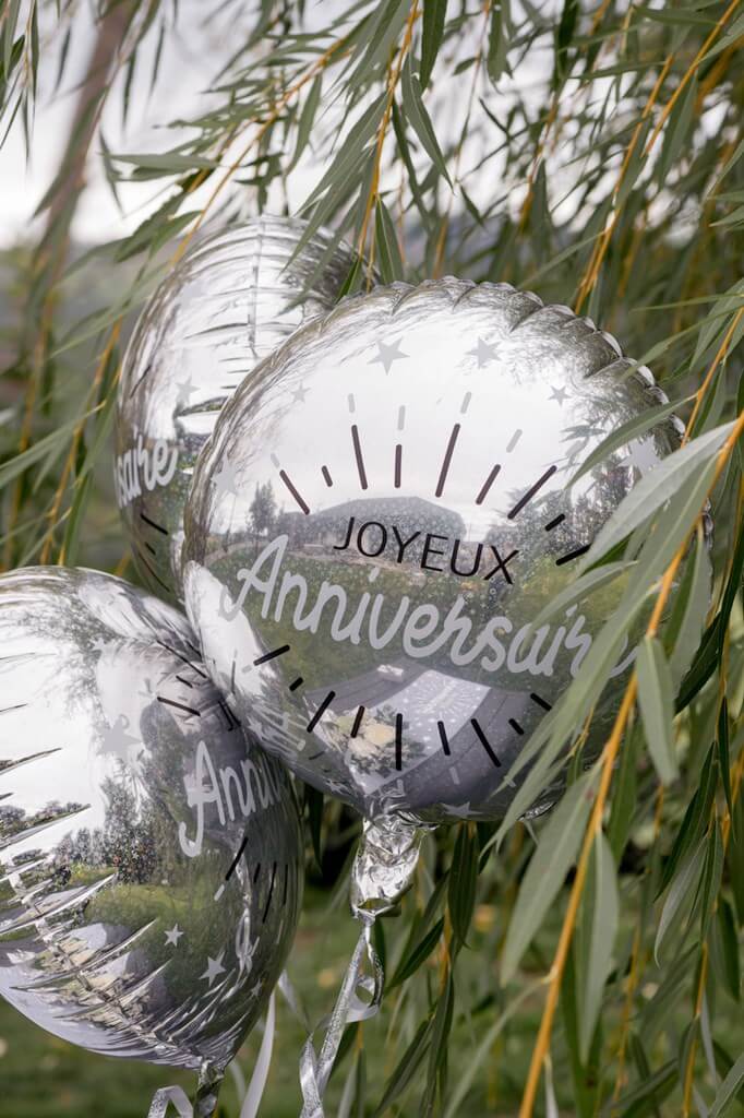 Ballon Joyeux Anniversaire Métallisé Argent ø45cm 