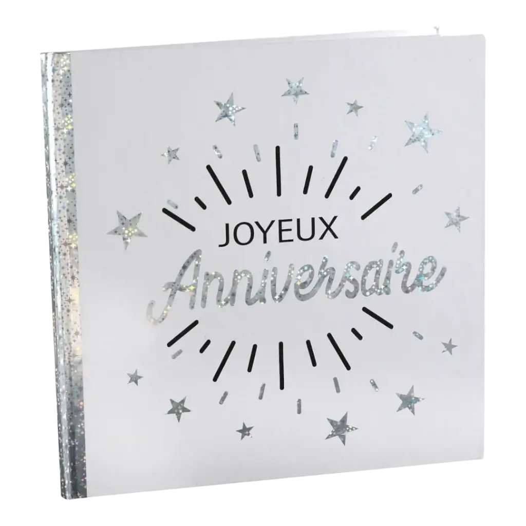 Livre d&#39;Or Joyeux Anniversaire Métallisé Argent
