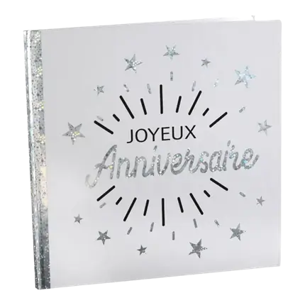 Livre d'Or Joyeux Anniversaire Métallisé Argent