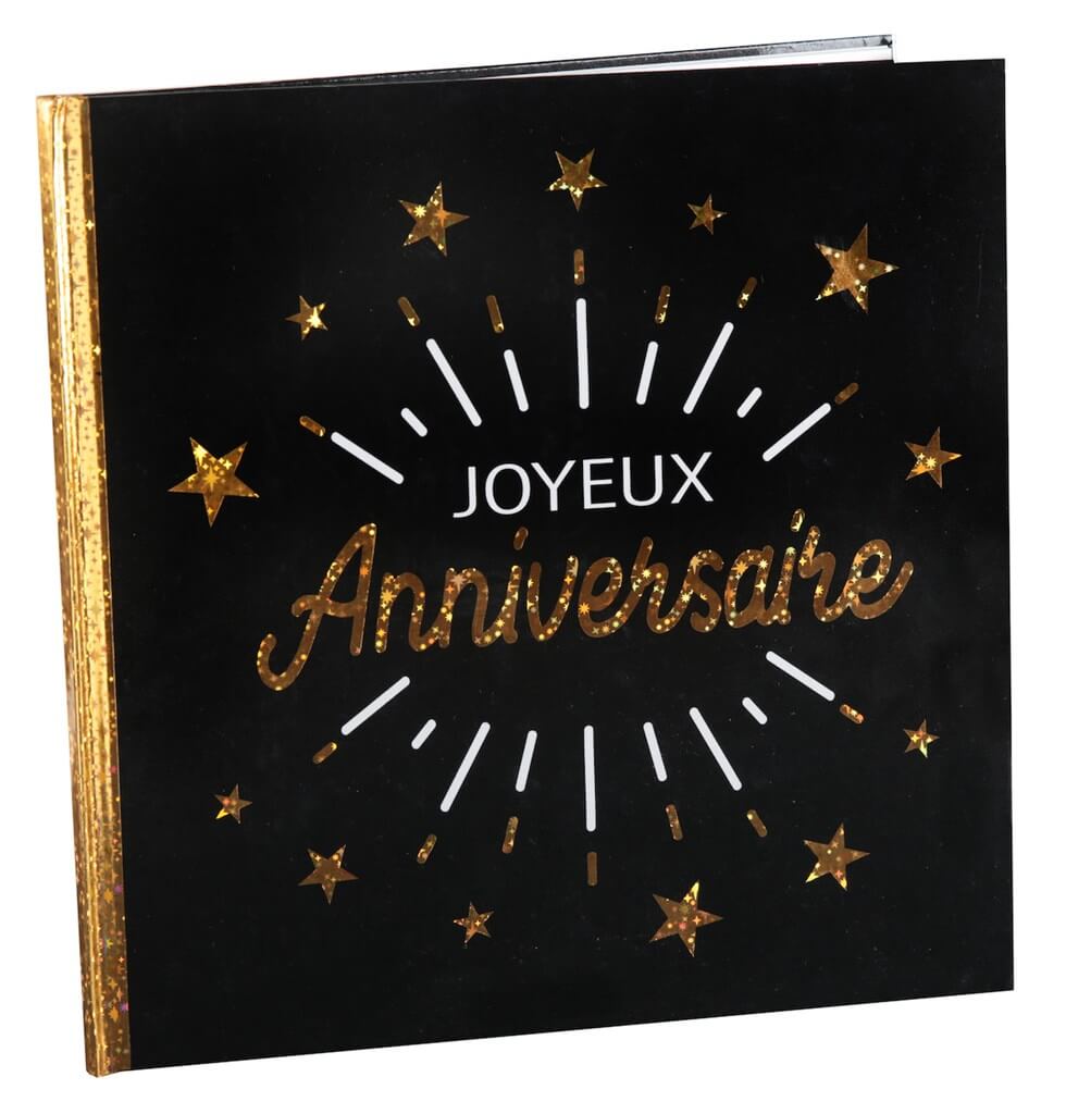 Livre d'Or Joyeux Anniversaire Métallisé Noir/Or