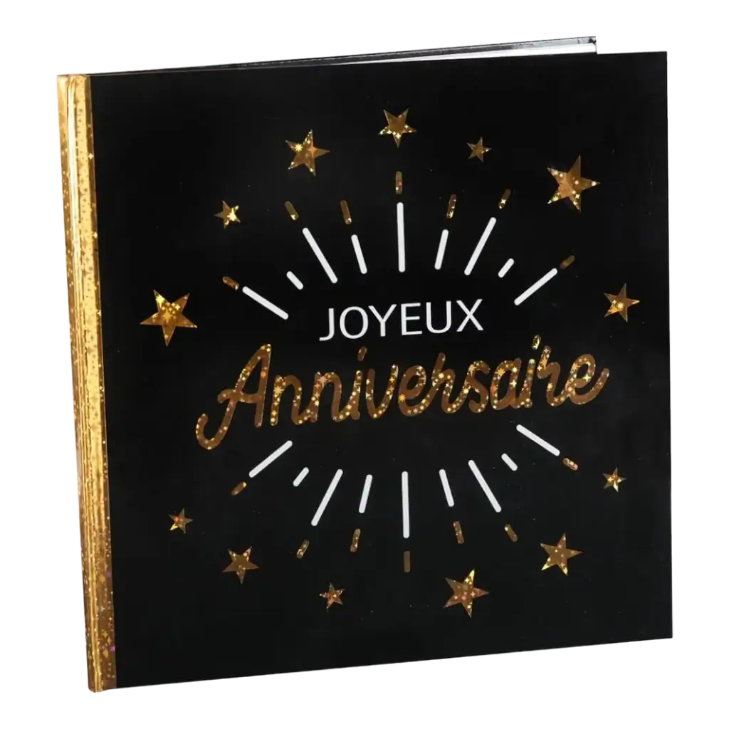 Livre d&#39;Or Joyeux Anniversaire Métallisé Noir/Or