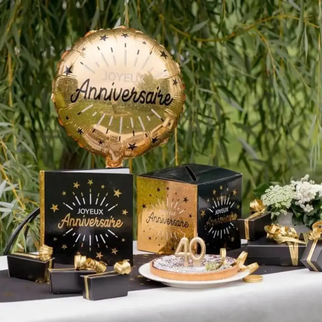 Livre d&#39;Or Joyeux Anniversaire Métallisé Noir/Or