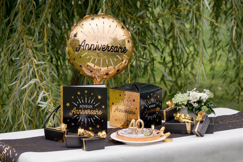 Livre d'Or Joyeux Anniversaire Métallisé Noir/Or