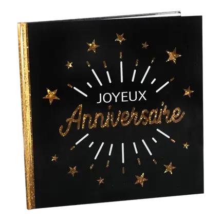 Livre d'Or Joyeux Anniversaire Métallisé Noir/Or