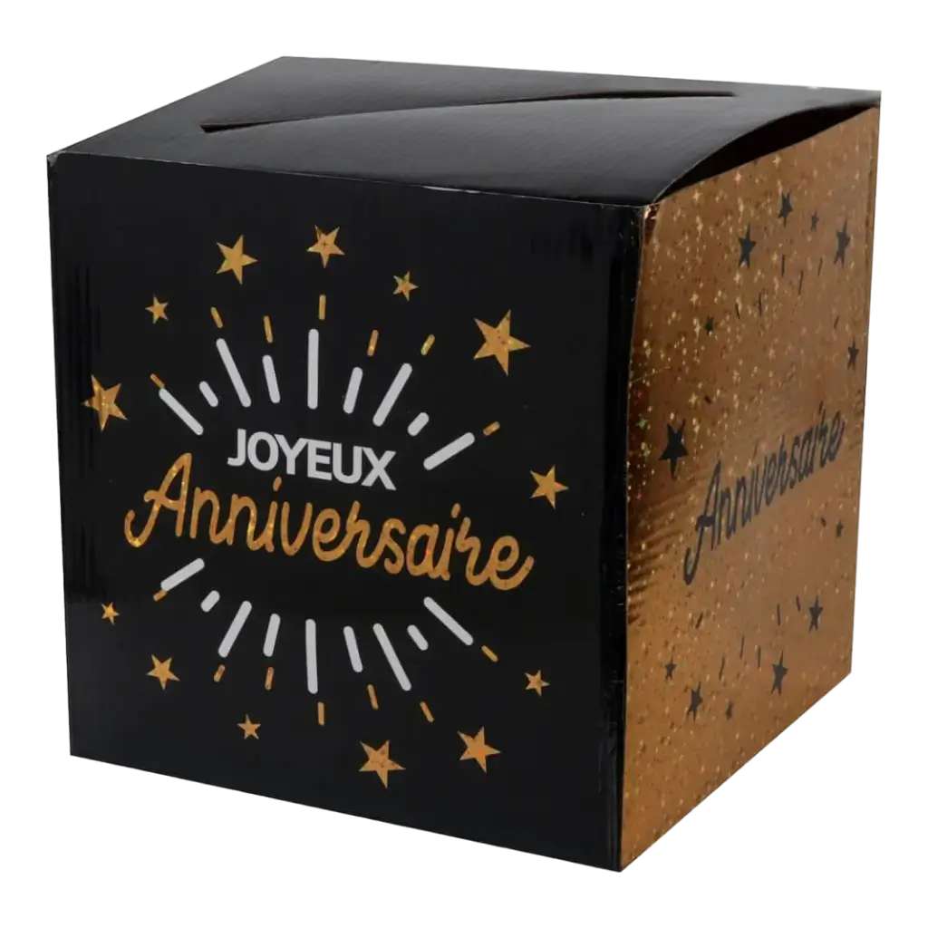 Urne en papier Joyeux Anniversaire Noir/Or