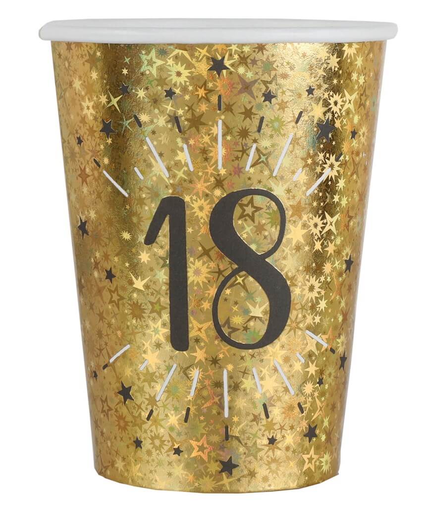 Gobelet en papier 18 ans Or (lot de 10)